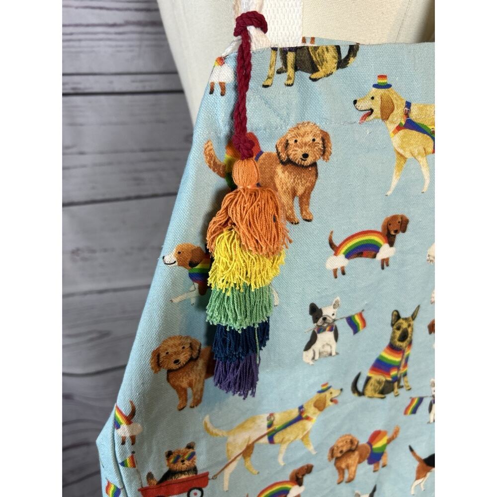 NWT CC California Pride Dog Print Canvas Tote Bag Rainbow - Picture 3 of 8